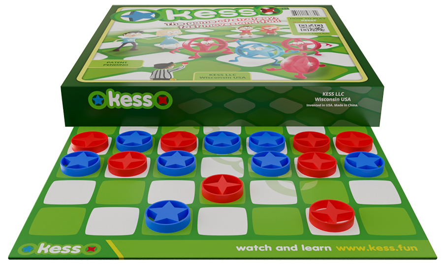 Kess box standing behind the game board